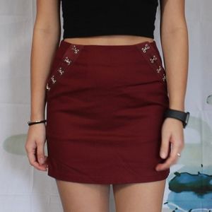 Burgundy Mini-skirt